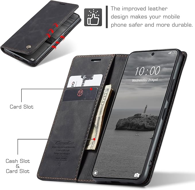 for Xiaomi Poco X6 Pro 5G Case, Flip Wallet Leather Case with Card Holder Magnetic Closure Shockproof Kickstand Protective Phone Cases Cover for Xiaomi Poco X6 Pro 5G,Black