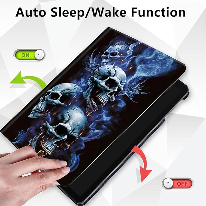 Case for Lenovo Tab P11 Plus Case 2021 (TB-J616F / J616X), 360 Degree Rotating Folding Stand,with Auto Sleep/Wake Case for Lenovo Tab P11 11” 2020 (TB-J606F TB-J606X),Skull Head with Blue