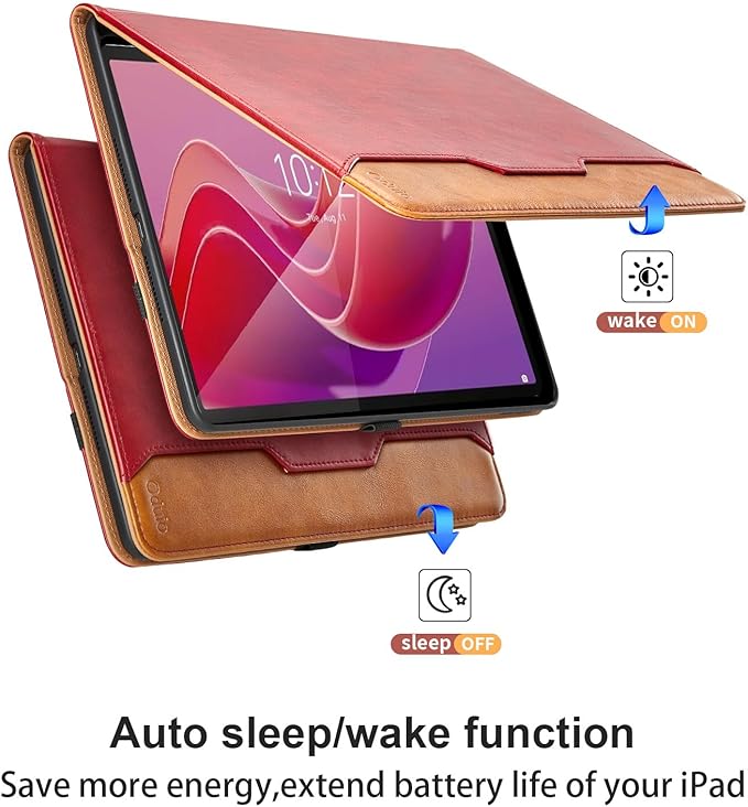 Case for Lenovo Tab M11 (TB-330FU/TB-331FC)/Tab K11 LTE 11 Inch 2024 - PU Leather Business Folio Case with Hand Strap and Pocket, Auto Wake/Sleep Smart Tablet Cover, Red