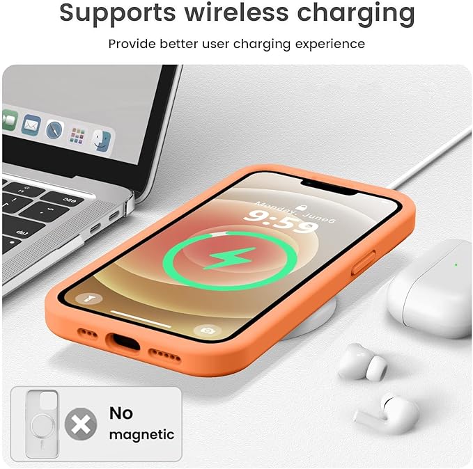 Vooii Compatible with iPhone 12 Case/iPhone 12 Pro Case, Liquid Silicone Upgrade [Soft Anti-Scratch Microfiber Lining] [Shockproof Drop Protection] Phone Case 6.1 inch - Bright Orange