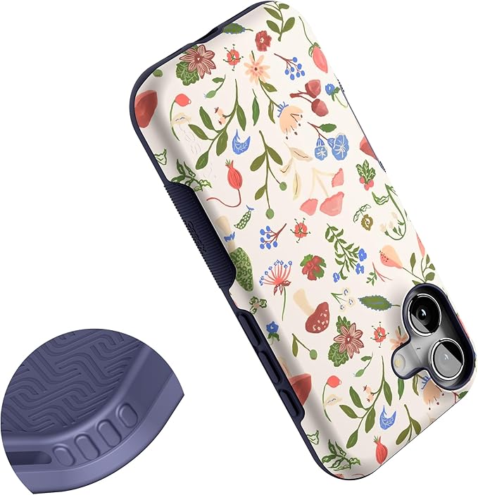 Casely iPhone 17 Case | Garden Party | Mushroom Floral | Bold Protective Design | Compatible with MagSafe