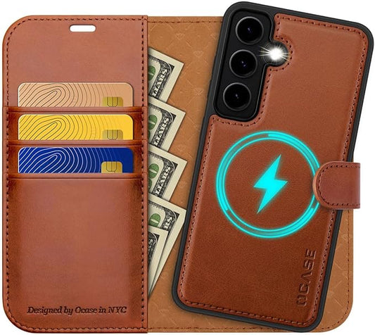 OCASE for Samsung Galaxy S24 Detachable Wallet Case with Card Holder, [2 in 1] PU Leather Flip Folio Case with RFID Blocking Magnetic Stand Removable Shockproof Phone Cover, Brown