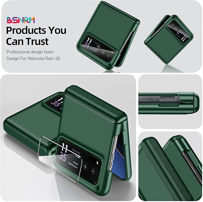 for Motorola Razr 2023 Case, Built-in Screen Protector & Hinge Protection & Ultra Thin Matte PC Shockproof Phone Cover Smartphone Case for Moto Razr 2023 (Green)