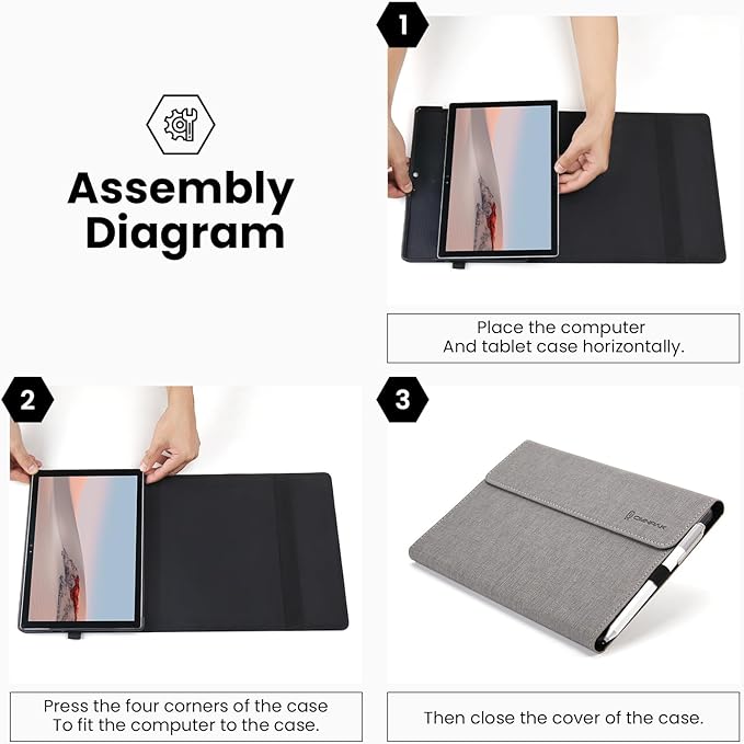 Omnpak Protective Case for Surface Go 4 2023/Go 3 2021/Go 2 2020/Go 2018 with Stylus Holder, Multiple Angle Slim Lightweight Cover, Compatible with Type Cover Keyboard（Keyboard Not Included）