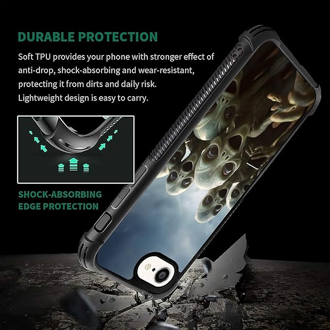 Compatible with iPhone 16e Case,Alien Selfie Phone Cover for Men/Women,Soft TPU Anti-Skid Thread and Four Corner Anti-Collision Protection Case Compatible with iPhone 16e 6.1inch