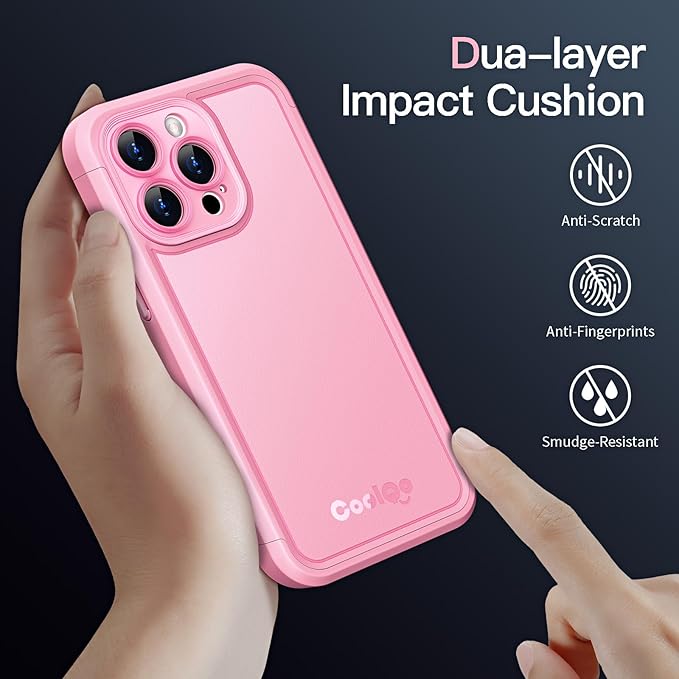 COOLQO Magnetic for iPhone 13 Pro Max Case, Compatible with MagSafe, Dual Layer Design Military Grade Protection, Translucent Matte Scratch-Resistant Back Protective Shockproof Phone Case, Pink