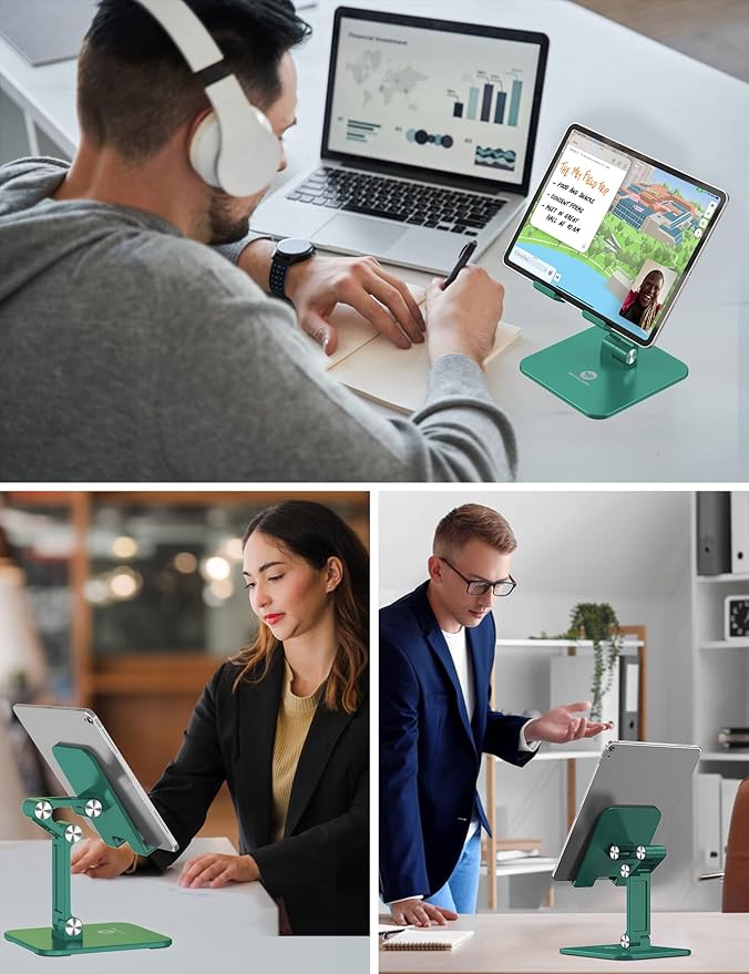 OCYCLONE Tablet Stand Compatible with iPad Holder for Desk, FoldableTablet Holder Portable Monitor Stand - Green
