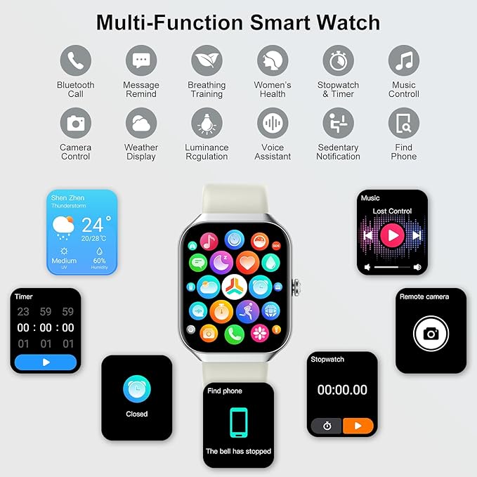 Smart Watches for Women(Answer/Make Call), 1.96"HD New Smartwatch with Heart Rate/Sleep Monitor/Pedometer/Calories, 113+ Sports Modes,2025 Activity Fitness Watch IP68 Waterproof for Android iOS Beige