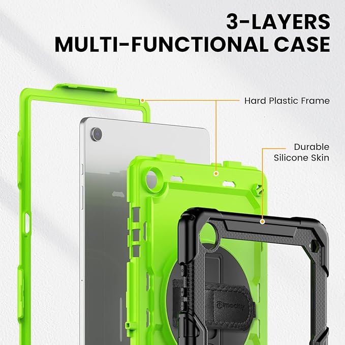Timecity Case for Samsung Galaxy Tab A9 Plus 11 inch 2024 with Screen Protector, Full-Body Drop Protection Case with Rotating Stand, Hand/Shoulder Strap for Galaxy Tab A9+ (SM-X210/X216/X218) -Green
