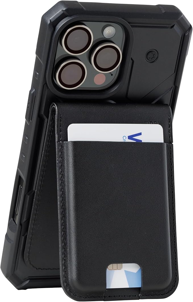 URBAN ARMOR GEAR UAG Slim Wallet PU Vegan Leather Black 5 Cards Holder with Kickstand, Metropolis Magnetic Wallet Compatible with MagSafe for iPhone, Galaxy