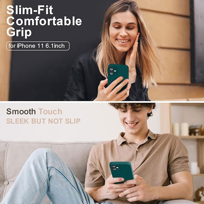 Vooii Compatible with iPhone 11 Case, Upgraded Liquid Silicone with [Flat Edges] [Camera Protection] [Soft Anti-Scratch Microfiber Lining] Phone Case for iPhone 11 6.1 inch - Teal