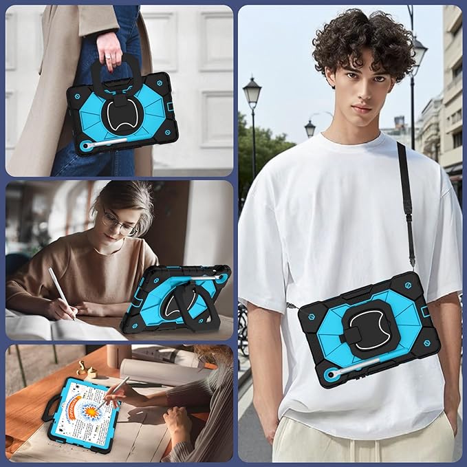 WESOROL Case for Samsung Galaxy Tab S10 Lite/S10 FE/S9 FE 10.9 Inch Galaxy Tab S9 11 Inch,Shockproof Cover for Samsung S9 FE Tablet Case with Screen Protector Rotate Stand Pen Holder,Black Blue