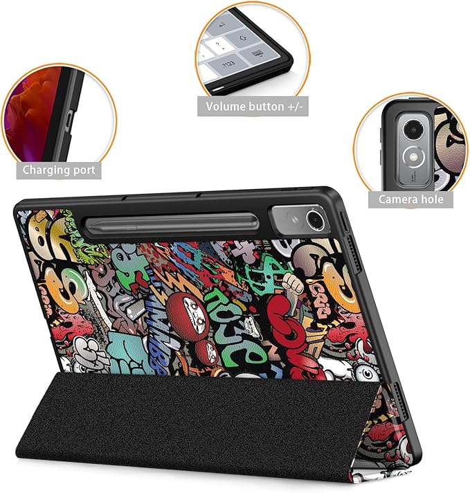 Case for Lenovo Tab P12 12.7 Inch 2023 Tablet, Smart Soft TPU Back Shell Cover with Auto Wake/Sleep Function,Graffiti