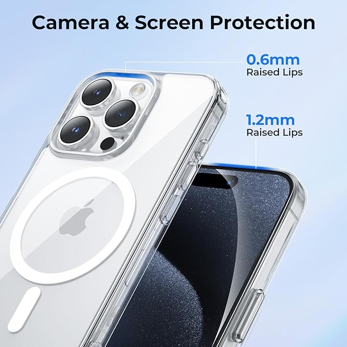 UNBREAKcable for iPhone 15 Pro Case, Compatible with MagSafe,Scratch Resistant for iPhone 15Pro, Anti Yellowing,Shockproof Protective Transparent Magnetic Clear 6.1" Case
