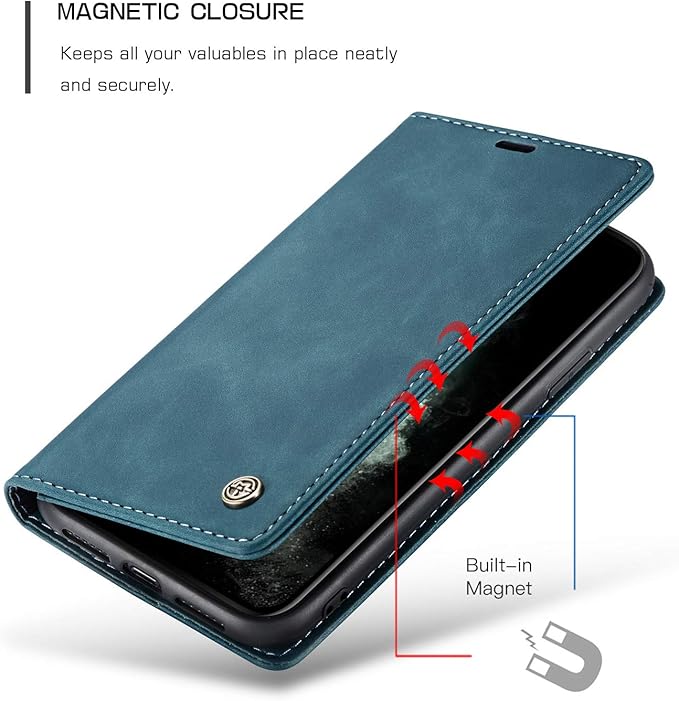 for iPhone 11 Pro 5.8-Inch Case, Flip Wallet Leather Case with Card Holder Magnetic Closure Shockproof Kickstand Protective Phone Cases Cover for iPhone 11 Pro, Blue-Green