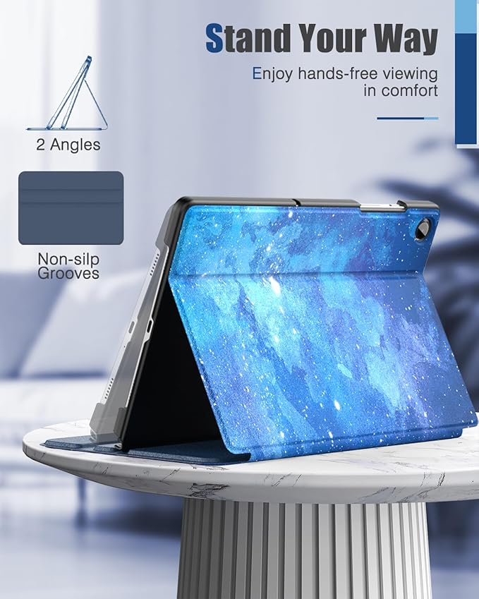 MoKo Case for Samsung Galaxy Tab A9 Plus 11-Inch 2023, Multi-Angle Viewing Slim Back Shell Protective Cover Case with Auto Wake/Sleep for Galaxy Tab A9+ Tablet SM-X210/SM-X216/SM-X218, Blue Starry Sky