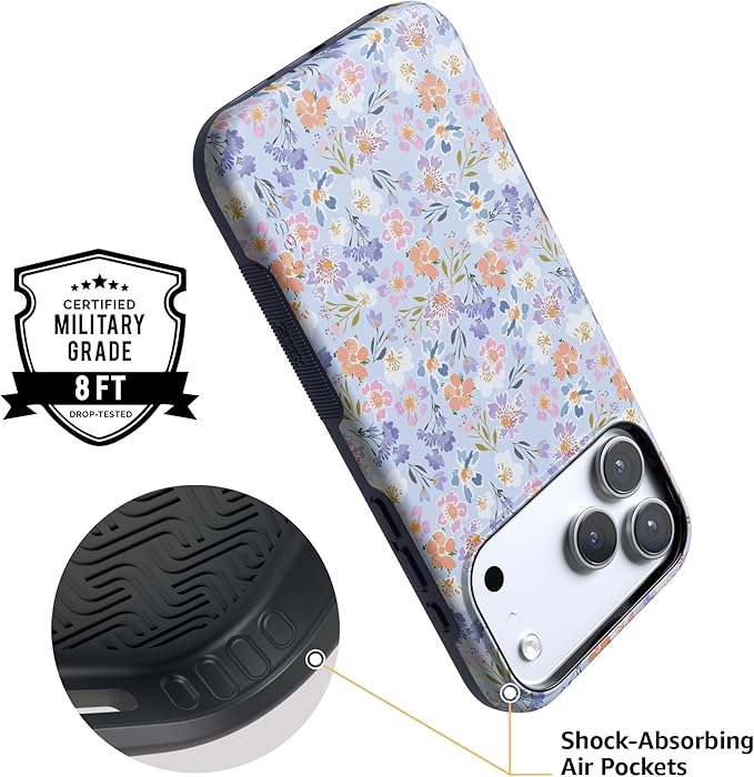Casely iPhone 17 Pro Case | Poppy Meadows | Pastel Floral | Compatible with MagSafe | Bold Protective Design