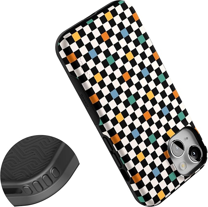 Casely iPhone 14 Case | Old Skool | Retro Checkerboard | Compatible with MagSafe | Bold Protective Design