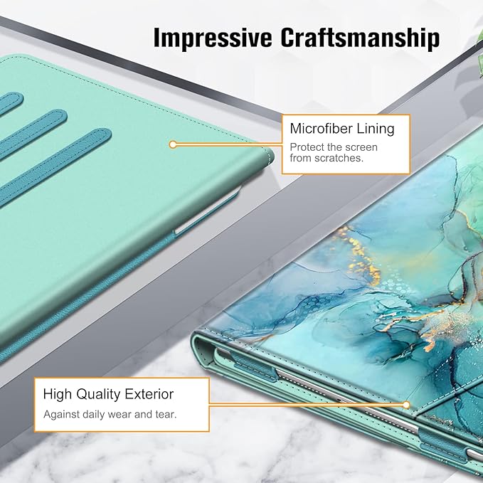 Fintie Case for iPad 9th / 8th / 7th Generation (2021/2020/2019) 10.2 Inch - [Corner Protection] Multi-Angle Viewing Stand Cover with Pocket & Pencil Holder, Auto Sleep Wake, Emerald Marble