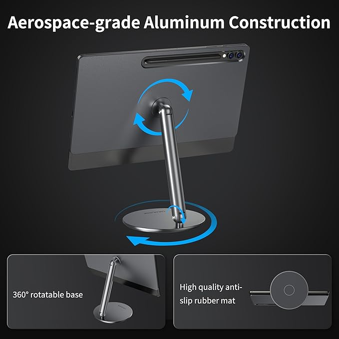 LULULOOK 2025 Magnetic Foldable Stand for Samsung Galaxy Tab S10/S9/S8 Ultra 14.6", Upgraded 360° Rotating Floating Base Full Aluminium Alloy with S-Pen Hole Magnetic Stand for Ultra 14.6 inch