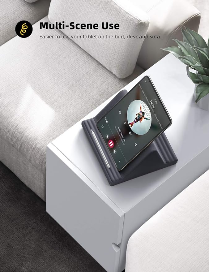 Lamicall Tablet Pillow Stand, Pillow Soft Pad for Lap - Tablet Holder Dock for Bed with 6 Viewing Angles, for 4-13" Tablets, Like iPad Pro 11, 13, Air, Mini, Kindle, Galaxy Tab, E-Reader, Dark Gray