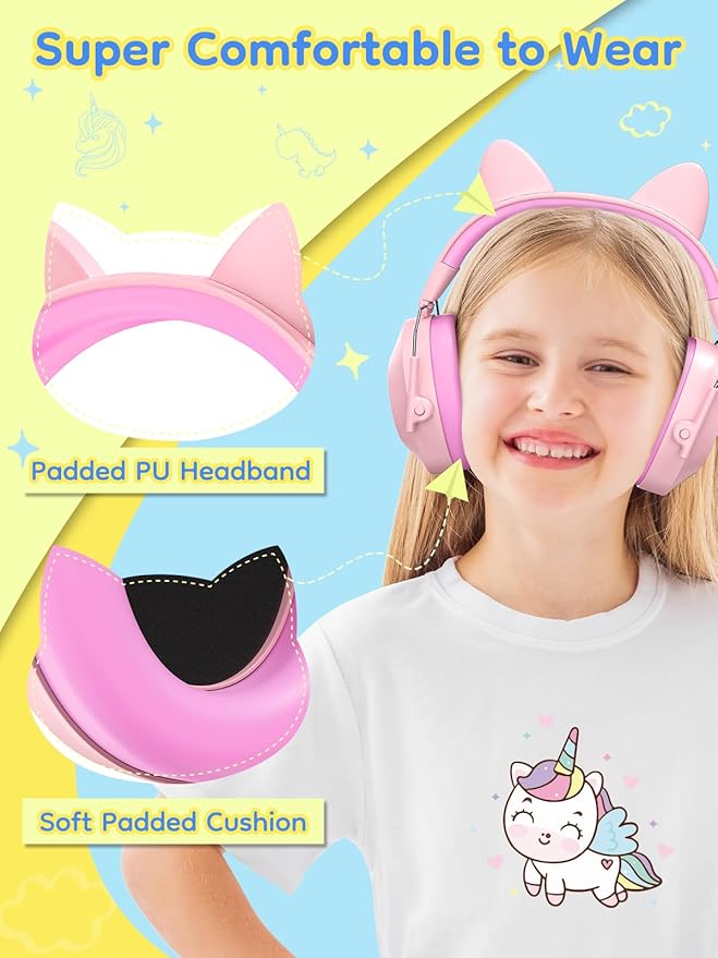 Dr.meter Ear Muffs for Noise Reduction: 32dB SNR Noise Cancelling Headphones for Kids with Adjustable Head Band, Kid Ear Hearing Protection for Autism Sensory, Monster Truck, Concert w/DIY Stickers