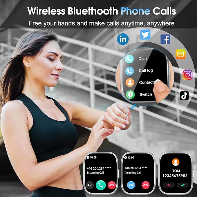 Smart Watch for Men Women Bluetooth Call, 1.85" HD Touch Screen Fitness Watch with Sleep Heart Rate Monitor, 112+ Sports Modes, IP68 Waterproof Activity Trackers for Android iOS, Blue
