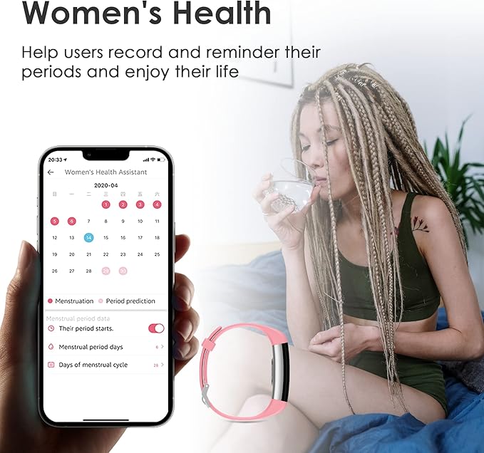 threesheep Fitness Tracker for Men and Women,Fitness Watch Waterproof with Activity Tracker and Sleep Monitor,Smart Watch for Android and iOS Phones (Pinkcolor