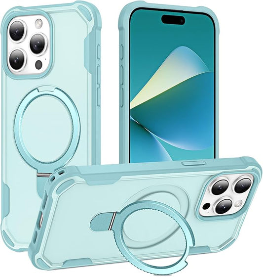 Compatible with iPhone 15 Pro Case with Invisible Magnetic Ring Stand [Compatible with Magnetic] [Military Drop Protection] Shockproof Slim Hard Back Soft Edge Case 6.1 Inch, Blue