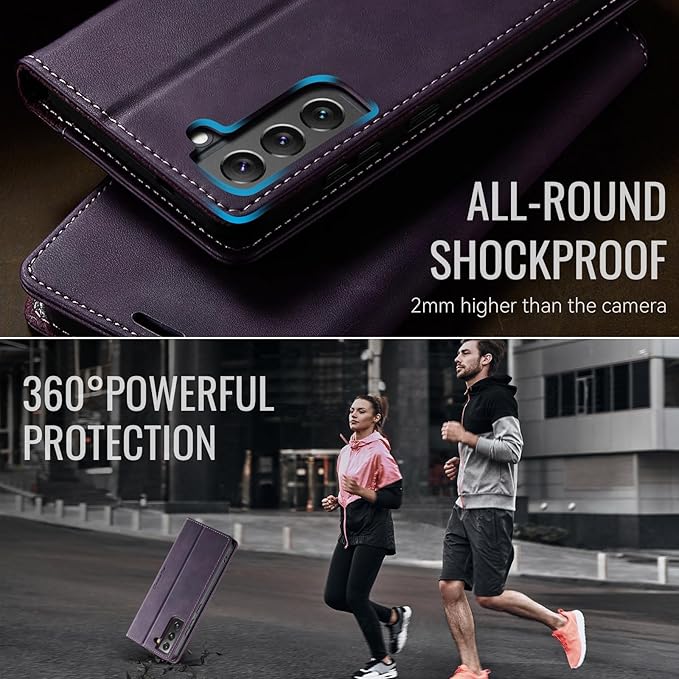 Wallet Case for Samsung Galaxy S22 Plus Leather Wallet Flip Cover with Card Holder, Kickstand, Magnetic Closure, RFID Blocking TPU Shockproof Phone Case Compatible with S22 Plus, Purple