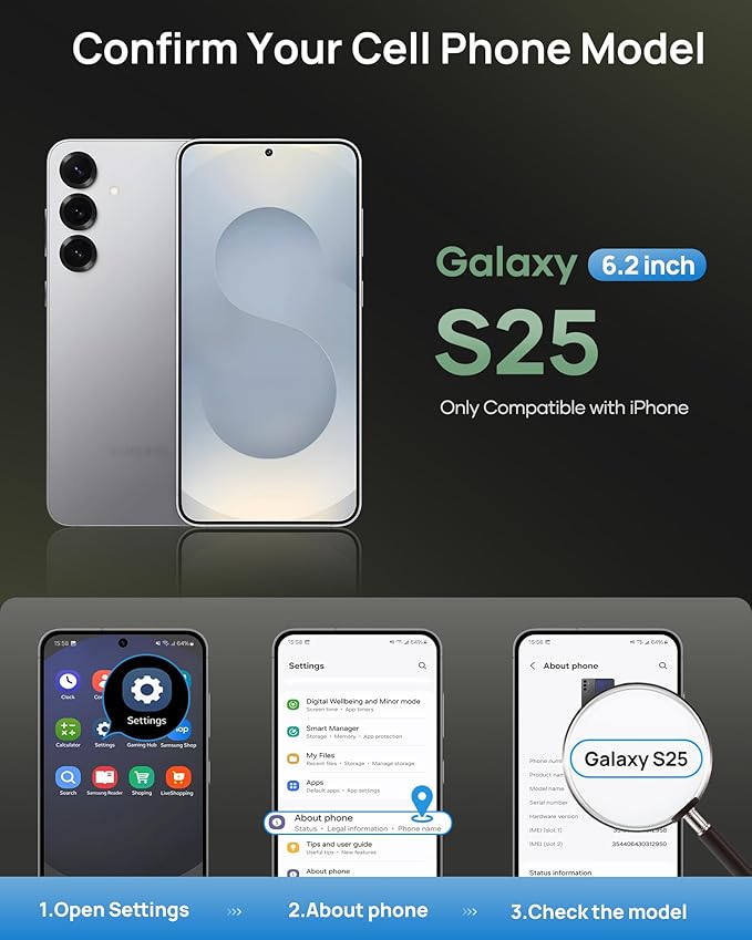 for Samsung Galaxy S25 Case Wallet, Built-in Stand with Phone Lanyard Crossbody (2X Phone Tabs) & Card Holder & Camera Cover, Shockproof Rugged Protective Phone Case for Samsung S25 6.2", Black