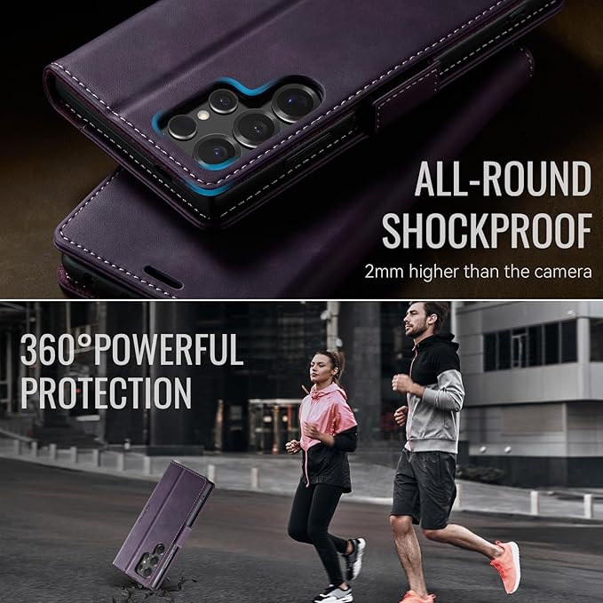 Wallet Case for Samsung Galaxy S25 Ultra Leather Wallet Flip Cover with Card Holder, Kickstand, Magnetic Closure, RFID Blocking TPU Shockproof Phone Case Compatible with S25 Ultra, Purple