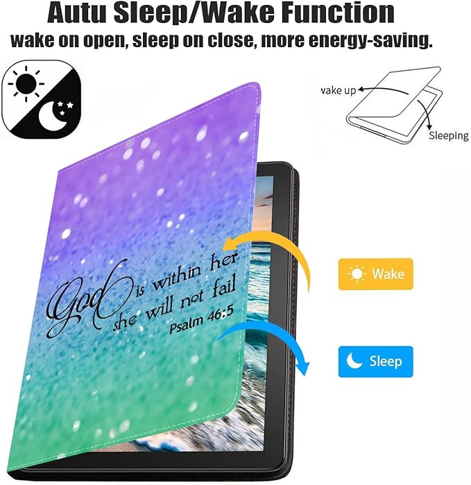 Case for Samsung Galaxy Tab A7 10.4 inch 2022/2020 (SM-T500/T503/T505/T507/T509), Premium PU Leather Stand Folio Cover with Auto Sleep/Wake, Quote Bible Verse Psalm 46:5