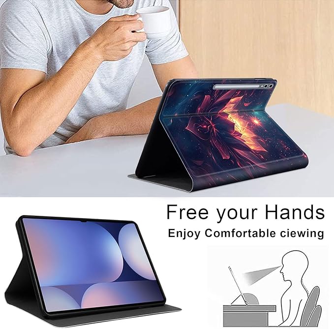 Case for Samsung Galaxy Tab S10 Ultra/Galaxy Tab S9/S8 Ultra 14.6-Inch, Slim PU Leather Stand Cover with Auto Wake/Sleep, Multi-Angle Viewing & Shockproof, Lotus