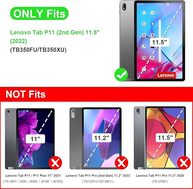 Case for Lenovo Tab P11 (2nd Gen) 11.5 inch/Pad Plus 2023 PU Leather Folio Magnetic Cover Card Holder with S Pen Holder for Lenovo Tab P11 Gen2 Tablet 2023 11.5" Tablet,Retro Green