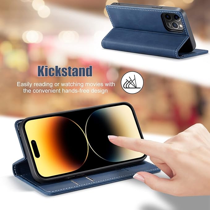 japezop Compatible with iPhone 14 Pro Wallet Case,with [RFID Blocking] Credit Card Slots Folio Magnetic Stand,Leather Flip Case Wallet for iPhone 14 Pro 5G 6.1 Inch(Blue)