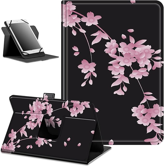 for Walmart Onn 10.4" Tablet Pro 2023 (Model:100110603) Case Dluggs 360 Degree Rotating Smart Protective Stand Cover for Walmart Onn 10.4 Inch Pro Tablet-Cherry Blossoms