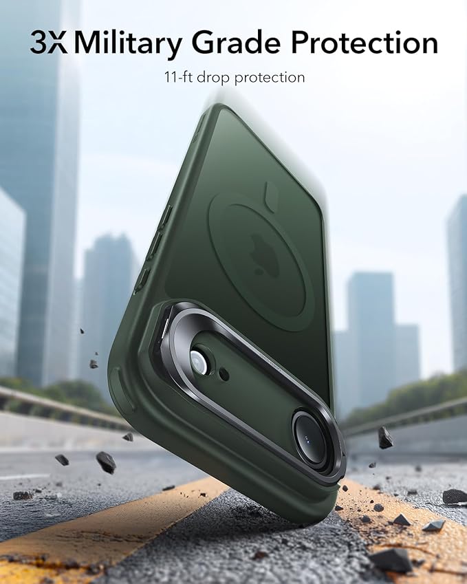ESR for iPhone Air Case with Stand, Camera Control Cover Compatible with MagSafe, Military-Grade Drop Protection Magnetic Phone Case for iPhone 17 Air Case, Scratch-Resistant Back Cover,Frosted Green