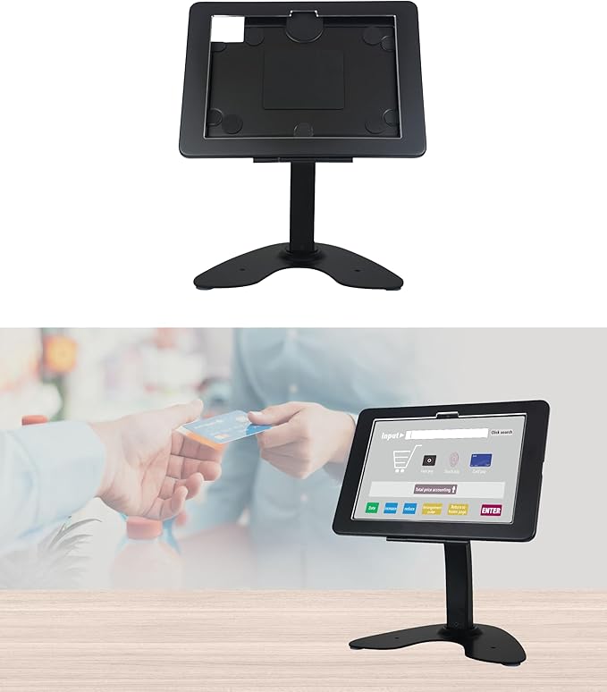 Desktop Anti-Theft Kiosk Stand POS Stand with Lock Bracket for 2025 iPad 11" (A16) 11th/ 2022 iPad 10.9" 10th Gen.,Excluding Other 10.9"& 11",360°Swivel,Metal(Black)