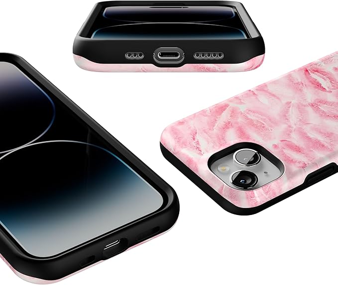 Casely iPhone 14 Case | Sealed with a Kiss | Pink Lipstick | Compatible with MagSafe | Bold Protective Design