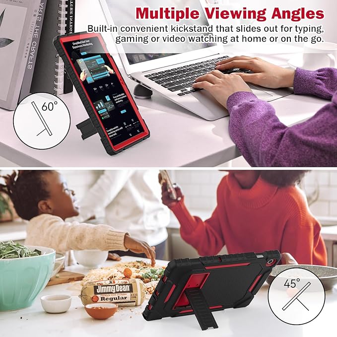 Grifobes for Samsung Galaxy Tab A9 Plus 11 Inch 2023 Cases, Heavy Duty Shockproof Rugged Cover for Samsung Tablet A9+ 11" Case (SM-X210/X216/X218) with Kickstand for Kids, Black+Red