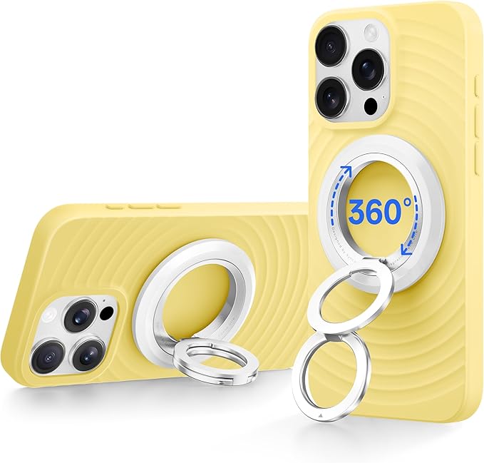 SYNCWIRE Phone Ring Holder Grip for MagSafe, 360° Rotation Magnetic Cell Phone Grip Stand Two-Sided Magnetic Compatible with iPhone 16 15 14 13 12 Pro Max fits MagSafe Accessories - White