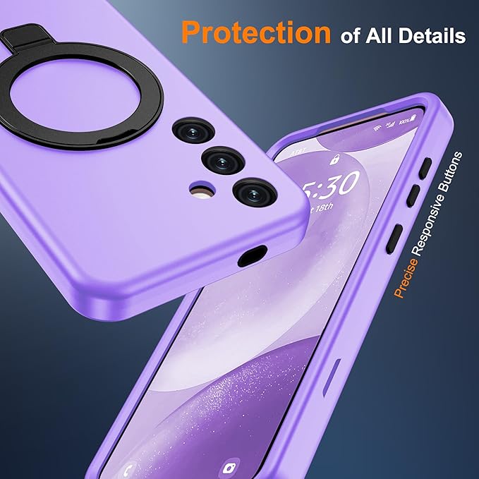 Designed for Samsung Galaxy S24 Plus Case with Magnetic Ring Stand [Compatible with Mag-Safe][Military Grade Drop Protection][Build in Kickstand] S24+ Phone Case 6.7",Light Purple