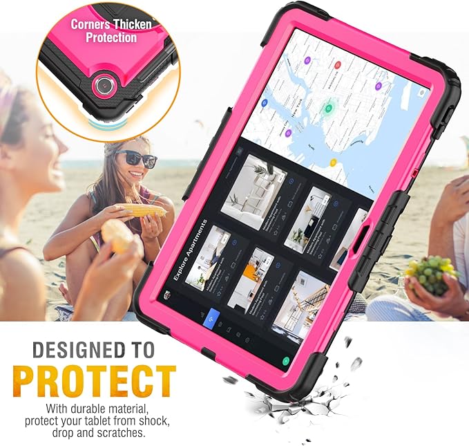 HXCASEAC Case for Lenovo Tab M11/K11 LTE 11’’ with Screen Protector/Pen Holder/Rotating Hand Strap/Stand, Protective M11 Tablet Case (TB-330FU/TB-330XU) Cover 2024, Rose