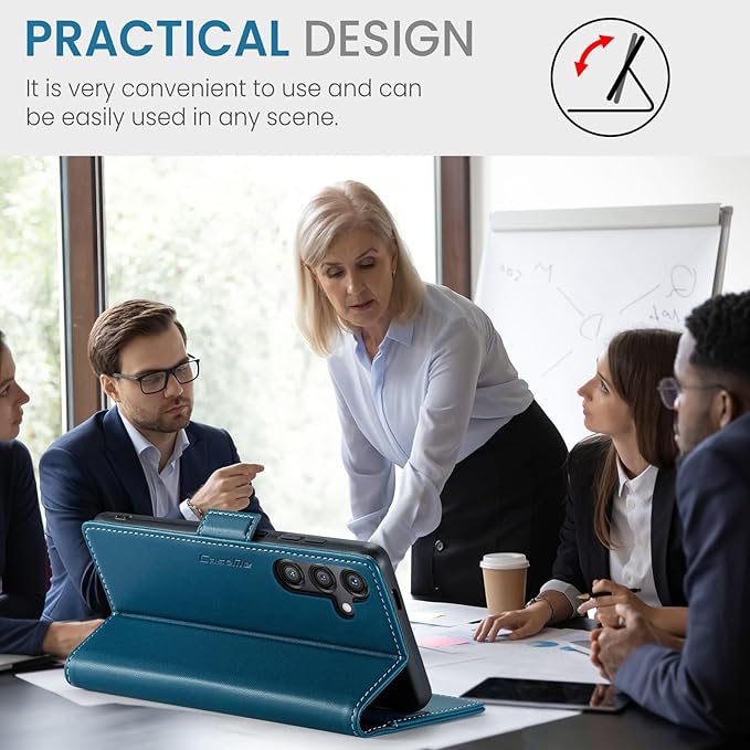 for Samsung Galaxy S24 FE Case, Premium PU Leather Wallet Case Flip Cover with [RFID Blocking][Card Holder][Stand Function] Shockproof Protective for Samsung Galaxy S24 FE, Blue