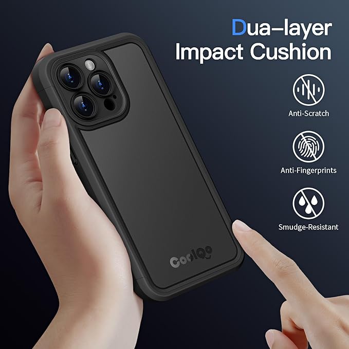 COOLQO Magnetic for iPhone 12 Pro Max Case, Compatible with MagSafe, Dual Layer Design Military Grade Protection, Translucent Matte Scratch-Resistant Back Protective Shockproof Phone Case, Black