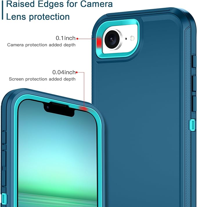 for iPhone 16e Case Shockproof Dust/Drop Proof 3-Layer Full Body Protection [Without Screen Protector] Rugged Heavy Duty Cover Case for Apple iPhone 16e 6.1" 2025,Turquoise
