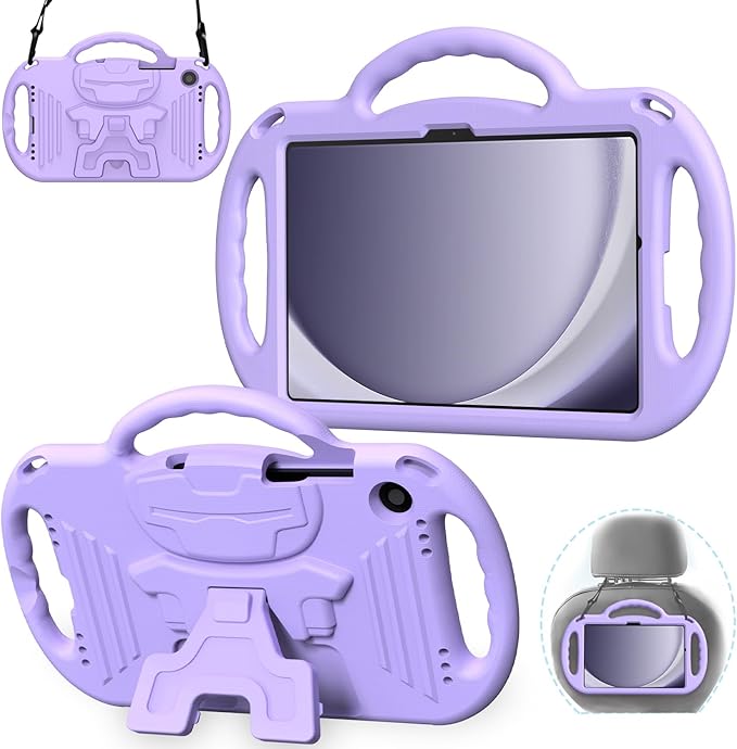 AVAWO Kids Case for Samsung Galaxy Tab A9+/A9 Plus 11 Inch 2023 Case, with Strap, Shockproof Lightweight Handle Stand 2023 Model (SM-X210/X216/X218) with Lanyard, Light Purple