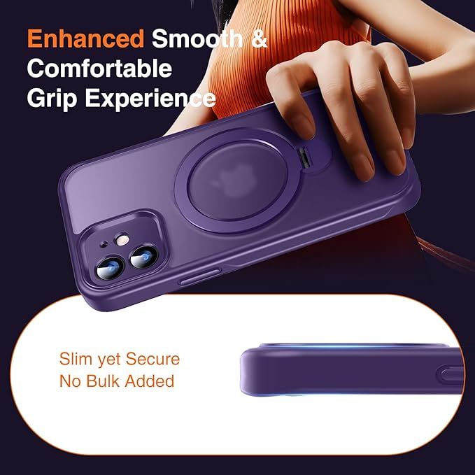 360° O-Ring MagStander for iPhone 12 Case, iPhone 12 Pro Case with Magnetic Stand Ring Holder [Compatible with MagSafe] [Military Shockproof] Kickstand iPhone 12/12 Pro Phone Cover Purple