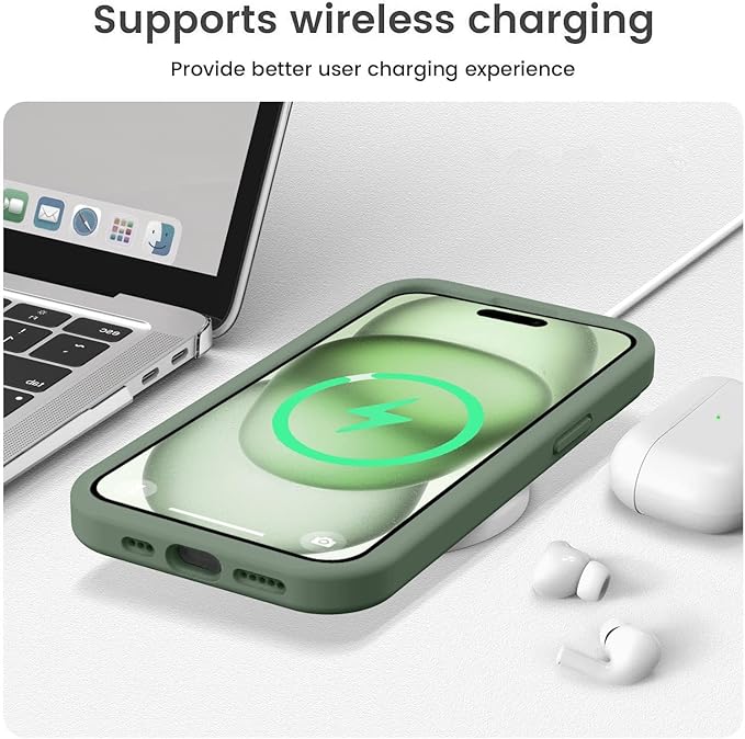 Vooii Compatible with iPhone 15 Case, Upgrade Defender Liquid Silicone, [Enhanced Camera Protection] [Soft Anti-Scratch Microfiber Lining] Shockproof Phone Case for iPhone 15 6.1 inch - Cypress